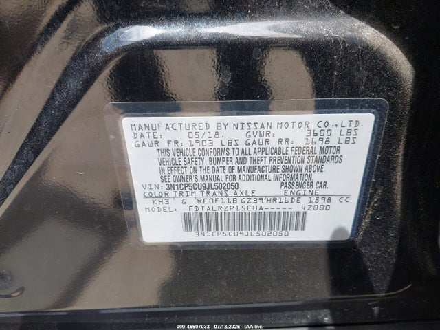 Nissan KICKS S 2018 3N1CP5CU9JL502050 Image 9