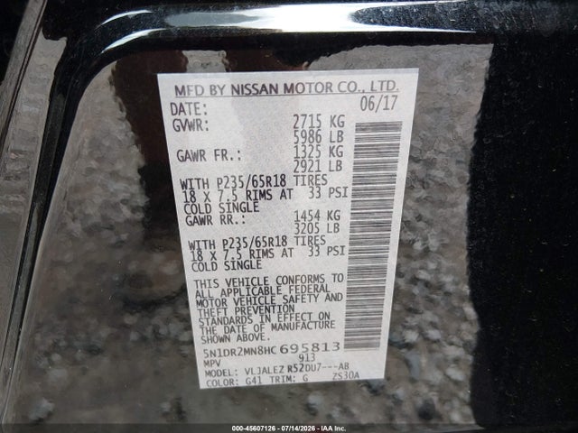 Nissan Pathfinder Sv 2017 5N1DR2MN8HC695813 Image 9