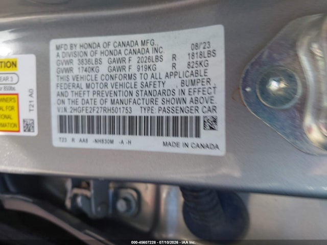 Honda Civic Lx 2024 2HGFE2F27RH501753 Image 9