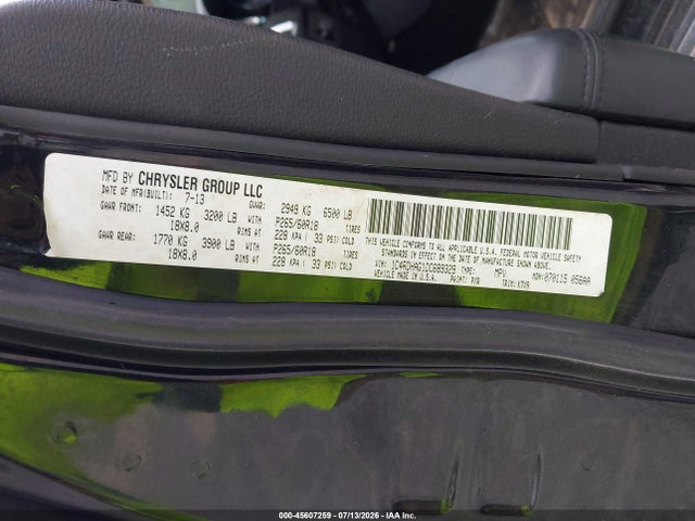 45607259 :رقم المزاد ، 1C4RDHAG1DC689329 vin ، 2013 Dodge Durango Sxt مزاد بيع