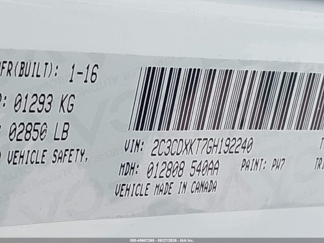 Aukcja sprzedaży 2016 Dodge Charger Police, vin: 2C3CDXKT7GH192240, numer aukcji: 45607268
