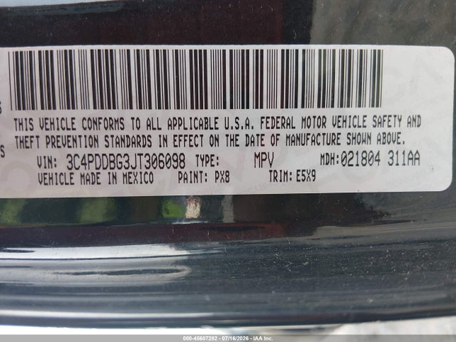 45607282 :رقم المزاد ، 3C4PDDBG3JT306098 vin ، 2018 Dodge Journey Sxt Awd مزاد بيع