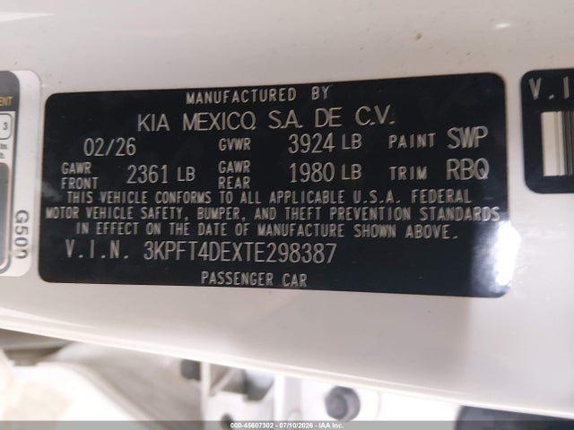 KIA K4 Lxs 2026 3KPFT4DEXTE298387 Image 9
