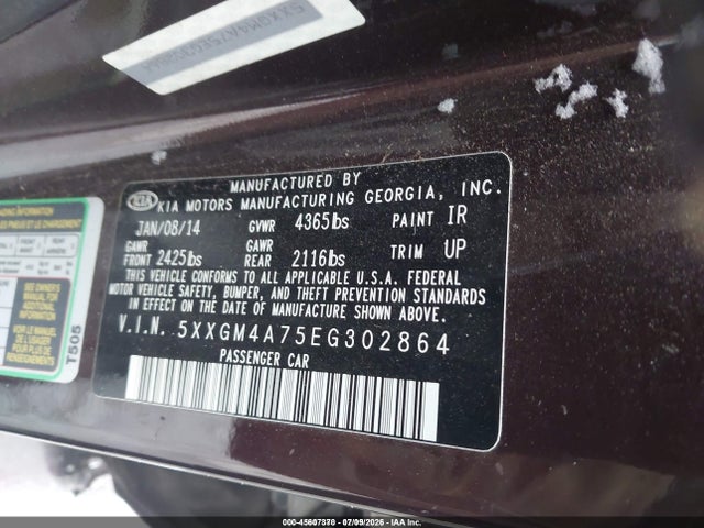 Продаж на аукціоні авто 2014 Kia Optima Lx, vin: 5XXGM4A75EG302864, номер лоту: 45607370