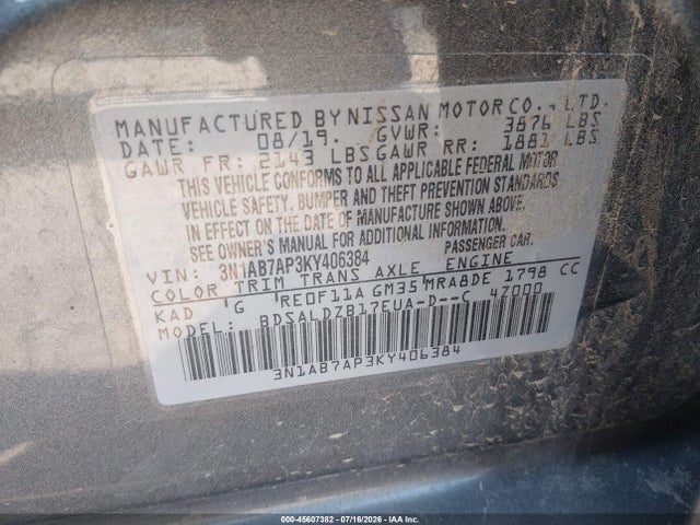 Nissan SENTRA SV 2019 3N1AB7AP3KY406384 Image 9