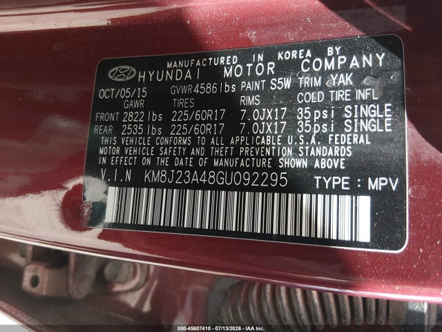 Hyundai TUCSON SE 2016 KM8J23A48GU092295 Image 9