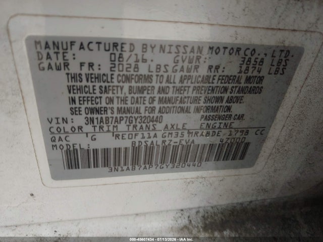 Nissan SENTRA SR 2016 3N1AB7AP7GY320440 Image 9
