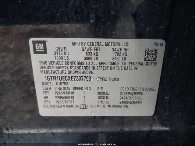 1GTR1UECXEZ337793 GMC Sierra 1500 Sle