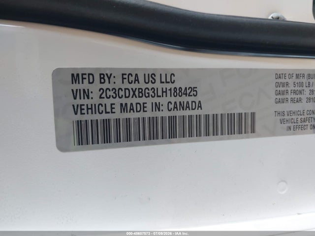 2C3CDXBG3LH188425 Dodge Charger Sxt Rwd