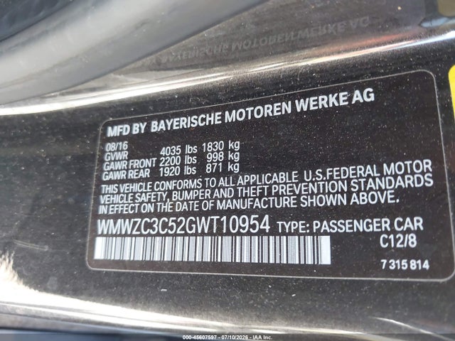 Продаж на аукціоні авто 2016 Mini Countryman Cooper S, vin: WMWZC3C52GWT10954, номер лоту: 45607597