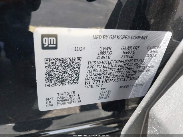 Продажа на аукционе авто 2025 Chevrolet Trax Fwd Lt, vin: KL77LHEPXSC173050, номер лота: 45607644