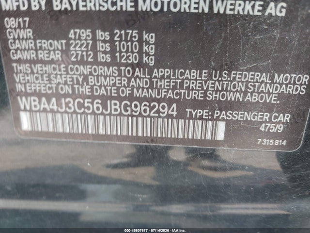 Aukcja sprzedaży 2018 Bmw 430i Gran Coupe Xdrive, vin: WBA4J3C56JBG96294, numer aukcji: 45607677