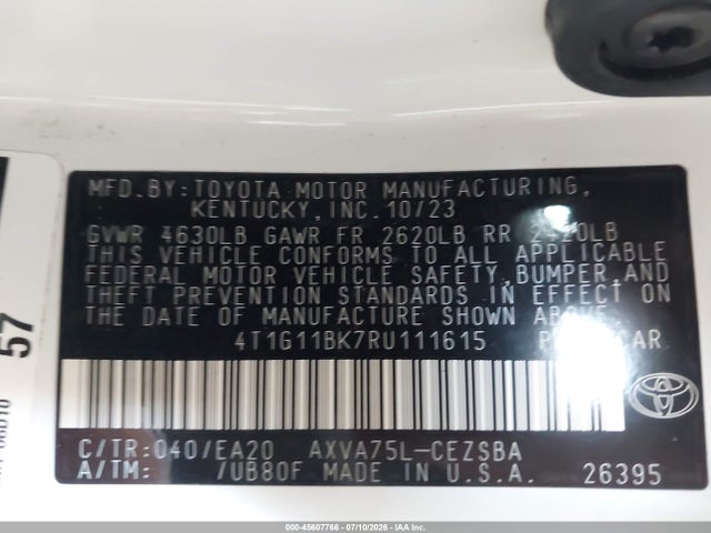 Продаж на аукціоні авто 2024 Toyota Camry Se, vin: 4T1G11BK7RU111615, номер лоту: 45607766