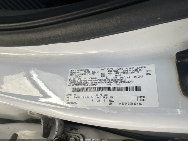 Ford F-250 Xlt 2020 1FT7W2BT9LED51061 Image 7