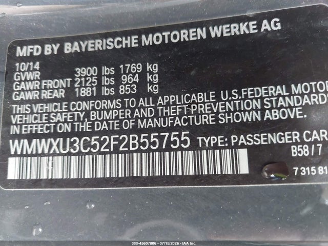 Продаж на аукціоні авто 2015 Mini Hardtop Cooper S, vin: WMWXU3C52F2B55755, номер лоту: 45607806