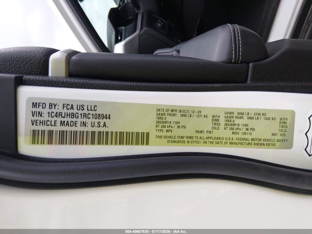 2024 Jeep Grand Cherokee Limited 4x4 მანქანა იყიდება აუქციონზე, vin: 1C4RJHBG1RC108944, აუქციონის ნომერი: 45607835