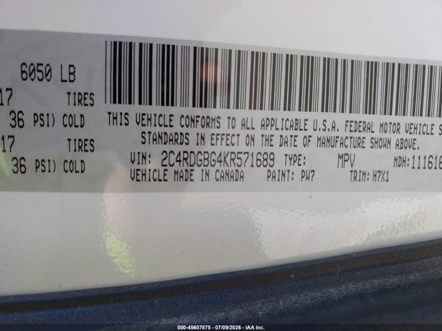 Dodge Grand Caravan Se 2019 2C4RDGBG4KR571689 Image 9
