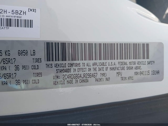 Dodge Grand Caravan Se 2018 2C4RDGBG4JR296467 Image 9