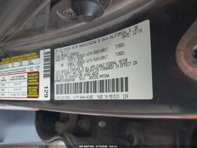 Продажа на аукционе авто 2017 Toyota Tacoma Trd Sport, vin: 3TMAZ5CN3HM035400, номер лота: 45607992