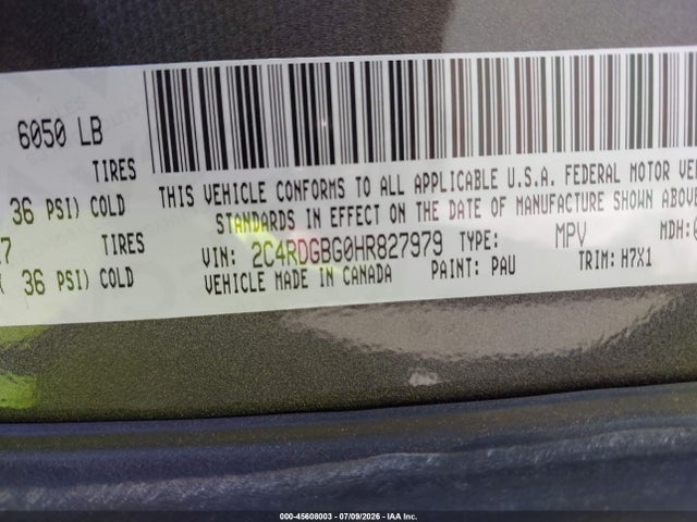 Dodge Grand Caravan Se 2017 2C4RDGBG0HR827979 Image 9