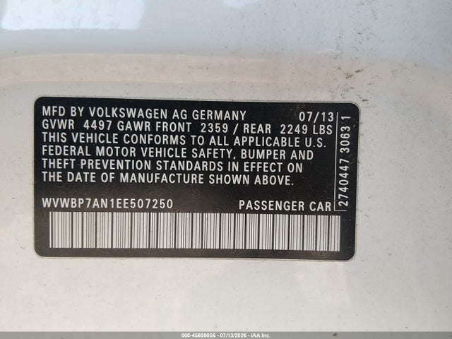 WVWBP7AN1EE507250 Volkswagen Cc 2.0t Sport