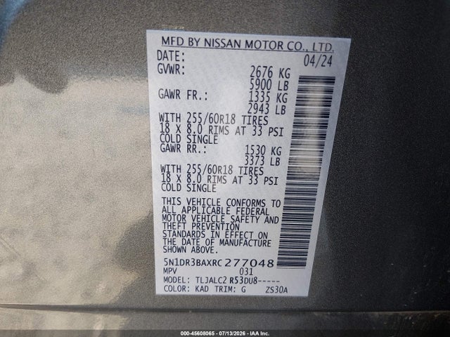 5N1DR3BAXRC277048 Nissan Pathfinder Sv Fwd