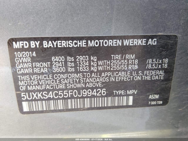 BMW X5 Xdrive35d 2015 5UXKS4C55F0J99426 Image 9