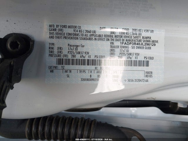 Ford FOCUS ELECTRIC 2018 1FADP3R40JL296129 Image 9