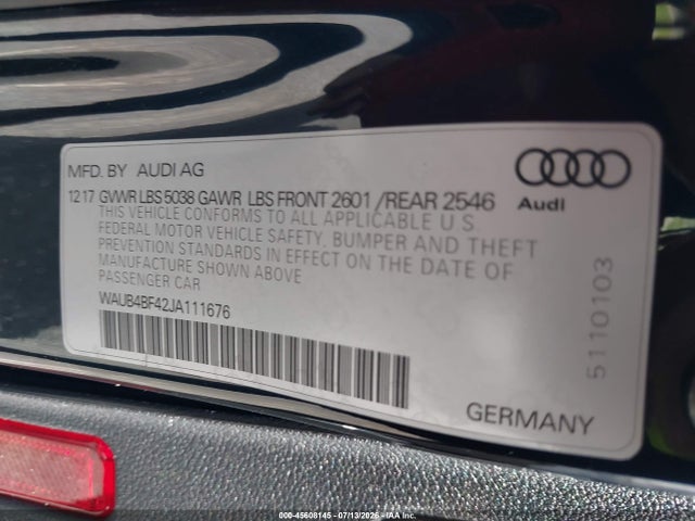 Продаж на аукціоні авто 2018 Audi S4 3.0t Premium Plus, vin: WAUB4BF42JA111676, номер лоту: 45608145