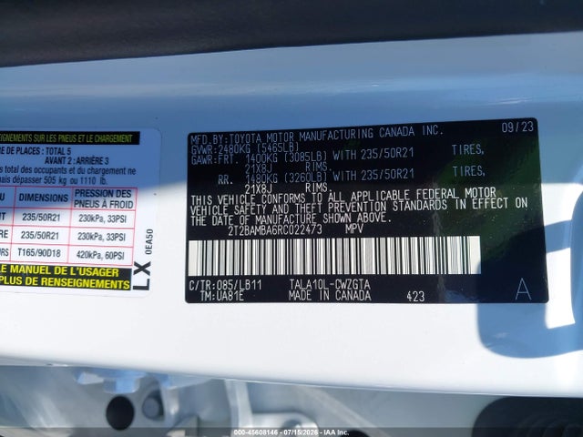 Продажа на аукционе авто 2024 Lexus Rx 350 Premium Plus, vin: 2T2BAMBA6RC022473, номер лота: 45608146