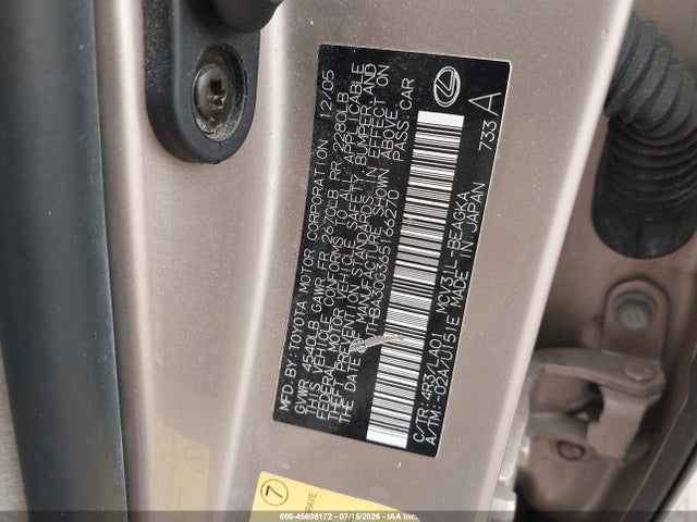Aukcja sprzedaży 2006 Lexus Es 330, vin: JTHBA30G365166270, numer aukcji: 45608172