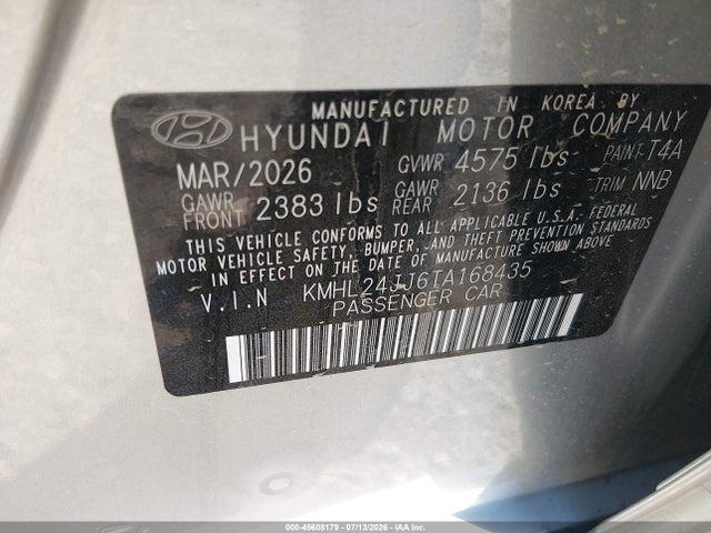 KMHL24JJ6TA168435 Hyundai Sonata Hybrid Blue