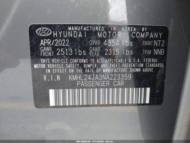 Hyundai SONATA SE 2022 KMHL24JA3NA223359 Image 9