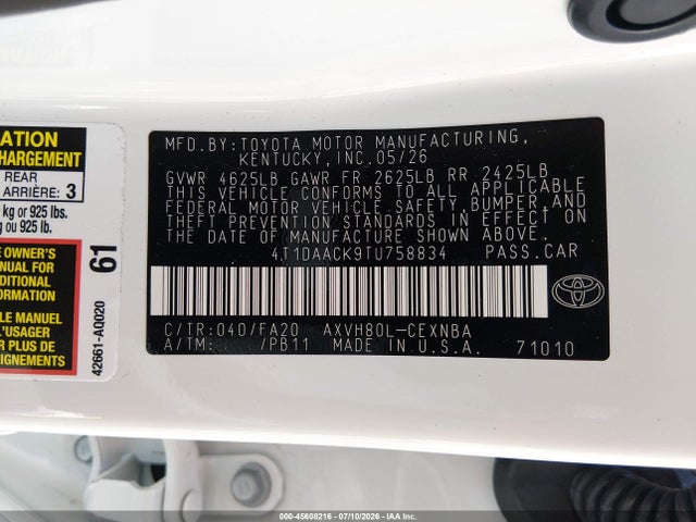 Toyota CAMRY LE 2026 4T1DAACK9TU758834 Image 9
