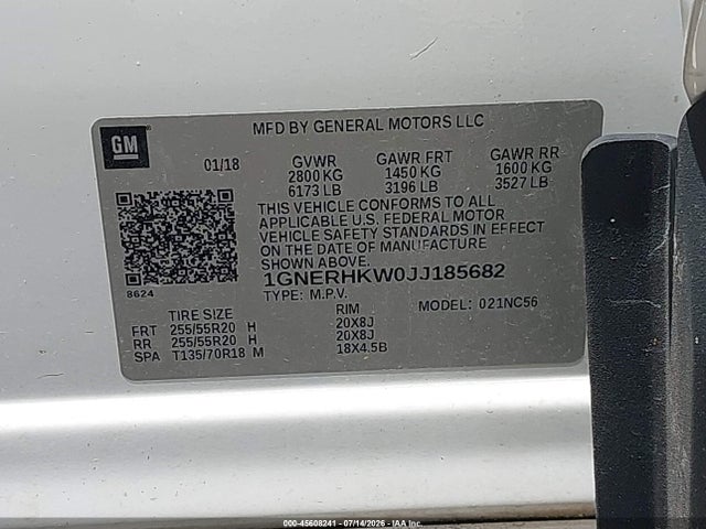 Продаж на аукціоні авто 2018 Chevrolet Traverse Lt Leather, vin: 1GNERHKW0JJ185682, номер лоту: 45608241