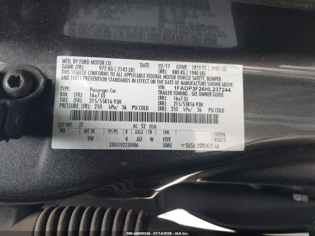 Ford FOCUS SE 2017 1FADP3F26HL237244 Image 9