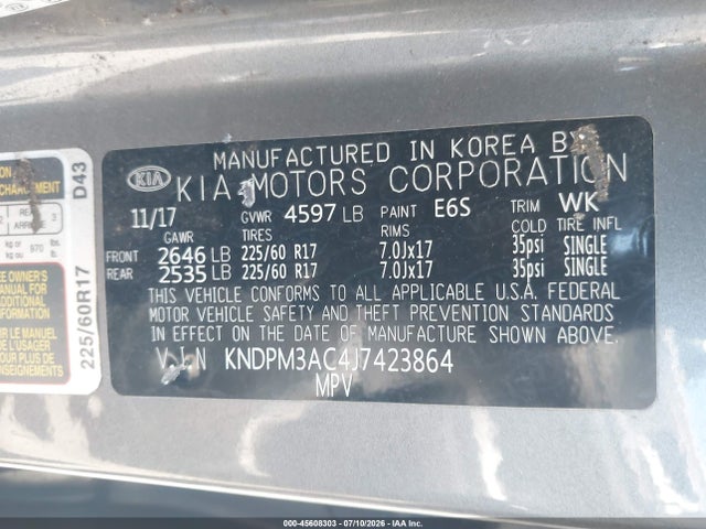 KNDPM3AC4J7423864 KIA Sportage Lx