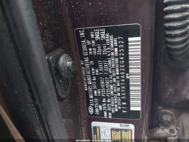 Aukcja sprzedaży 2014 Kia Sorento Lx, vin: 5XYKT4A62EG425327, numer aukcji: 45608306