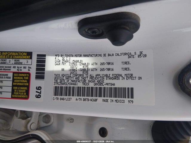 Aukcja sprzedaży 2020 Toyota Tacoma Trd Off-road, vin: 3TMCZ5AN3LM344661, numer aukcji: 45608327