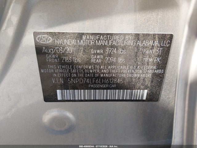 Hyundai ELANTRA SE 2020 5NPD74LF6LH612845 Image 9