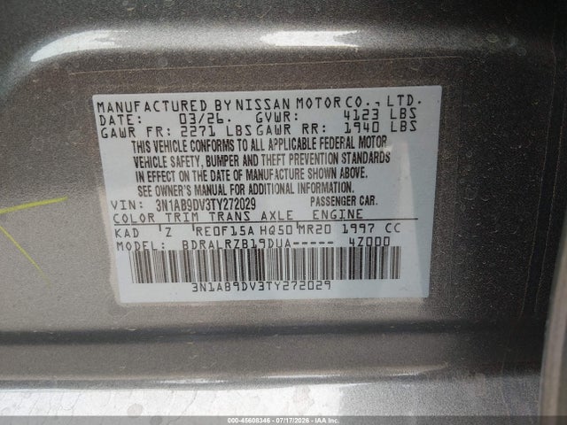 3N1AB9DV3TY272029 Nissan SENTRA SR