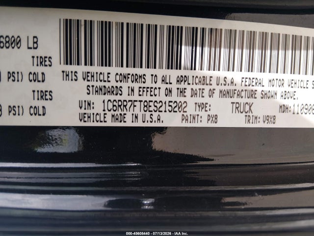 45608440 :رقم المزاد ، 1C6RR7FT8ES215202 vin ، 2014 Ram 1500 Express مزاد بيع