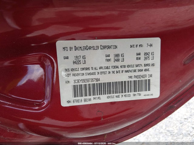 Продаж на аукціоні авто 2005 Chrysler Pt Cruiser Touring, vin: 3C3EY55E55T357964, номер лоту: 45608464