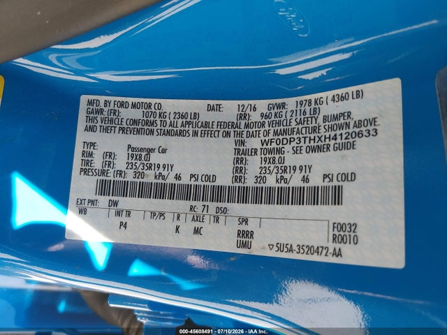 WF0DP3THXH4120633 Ford FOCUS RS