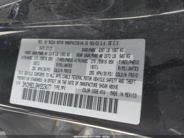 Aukcja sprzedaży 2021 Mazda Cx-30 Premium, vin: 3MVDMBDL9MM303477, numer aukcji: 45608522