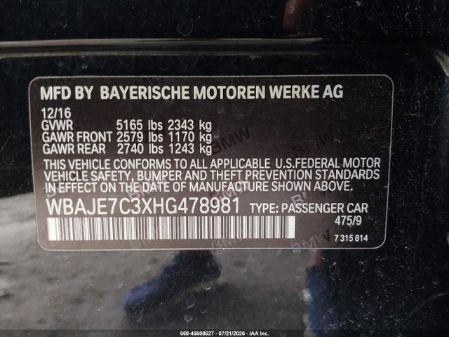 WBAJE7C3XHG478981 BMW 540i Xdrive