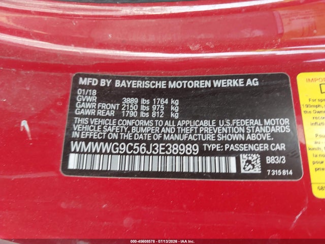 Продаж на аукціоні авто 2018 Mini Convertible Cooper S, vin: WMWWG9C56J3E38989, номер лоту: 45608578