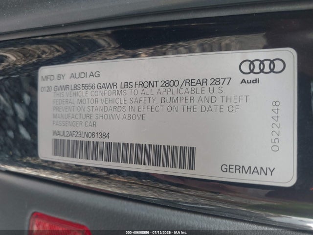 Aukcja sprzedaży 2020 Audi A6 Premium Plus 55 Tfsi Quattro S Tronic, vin: WAUL2AF23LN061384, numer aukcji: 45608586
