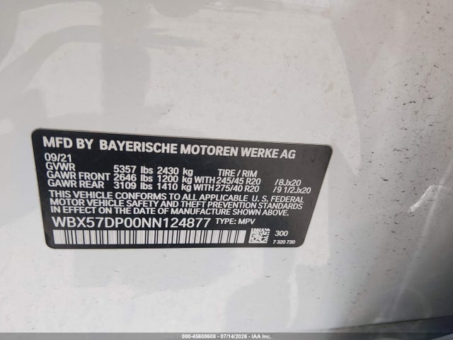 Aukcja sprzedaży 2022 Bmw X3 Xdrive30i, vin: WBX57DP00NN124877, numer aukcji: 45608608