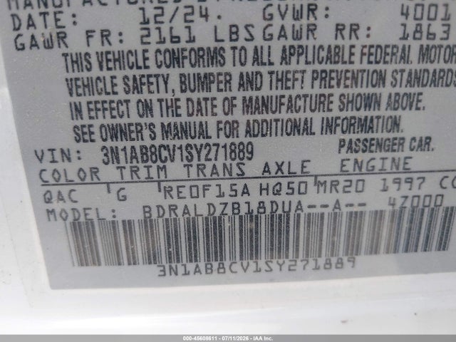 Nissan SENTRA SV 2025 3N1AB8CV1SY271889 Image 9